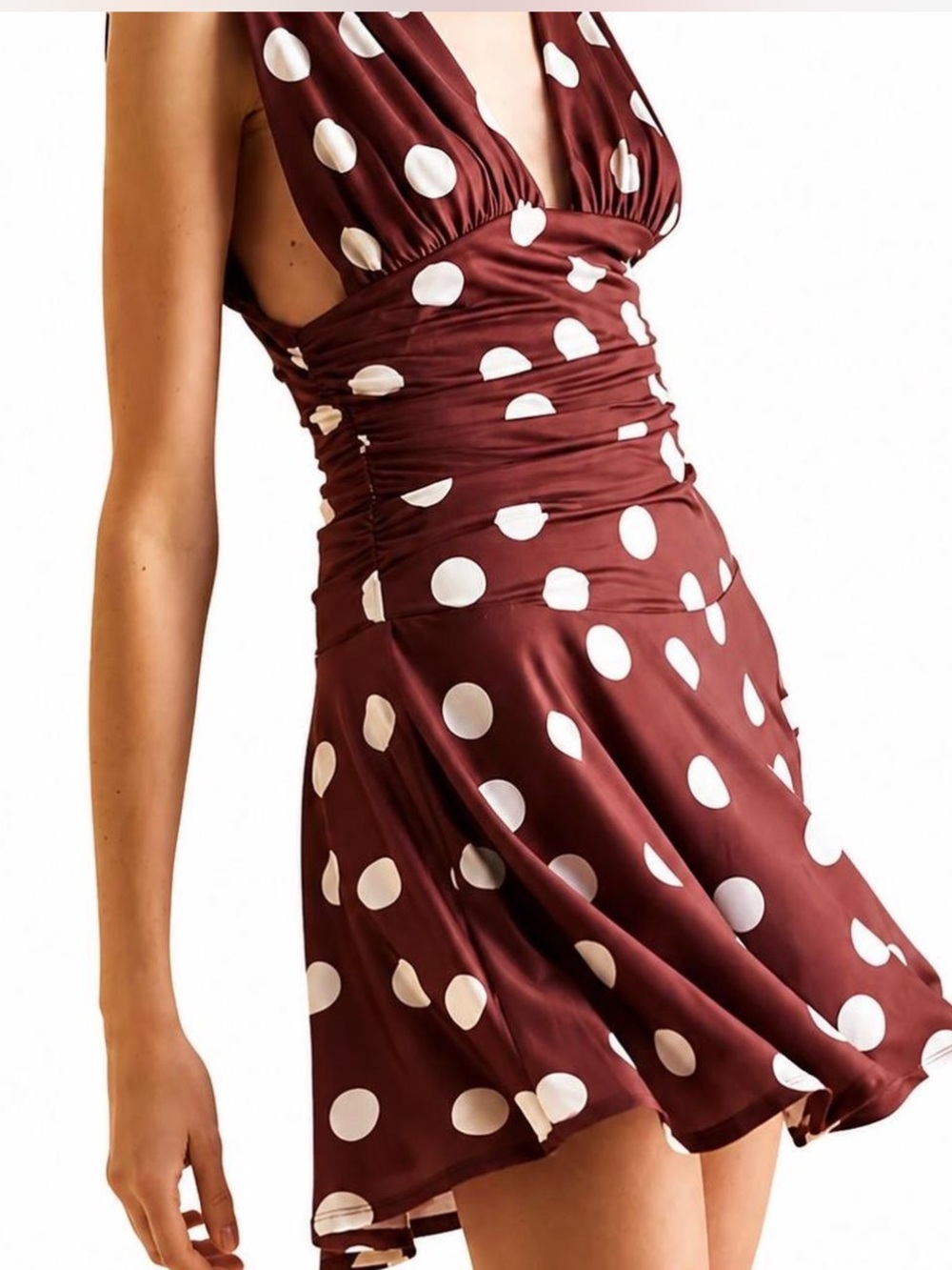 Free People NWT Chocolate Combo Polka Dot  Mini Dress Euro Summer 
Size Large